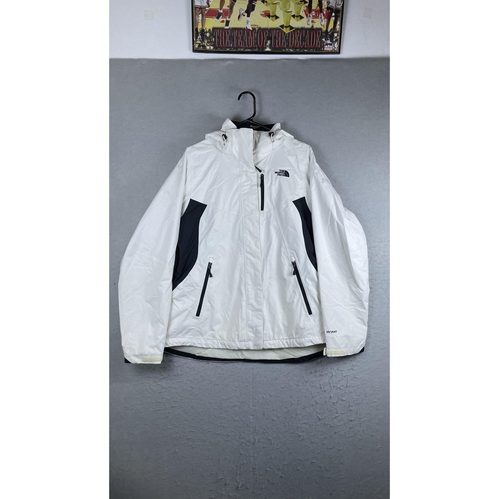 The North Face Jacket Womens XL White HyVent Hooded Waterproof Rain Coat Ski‎